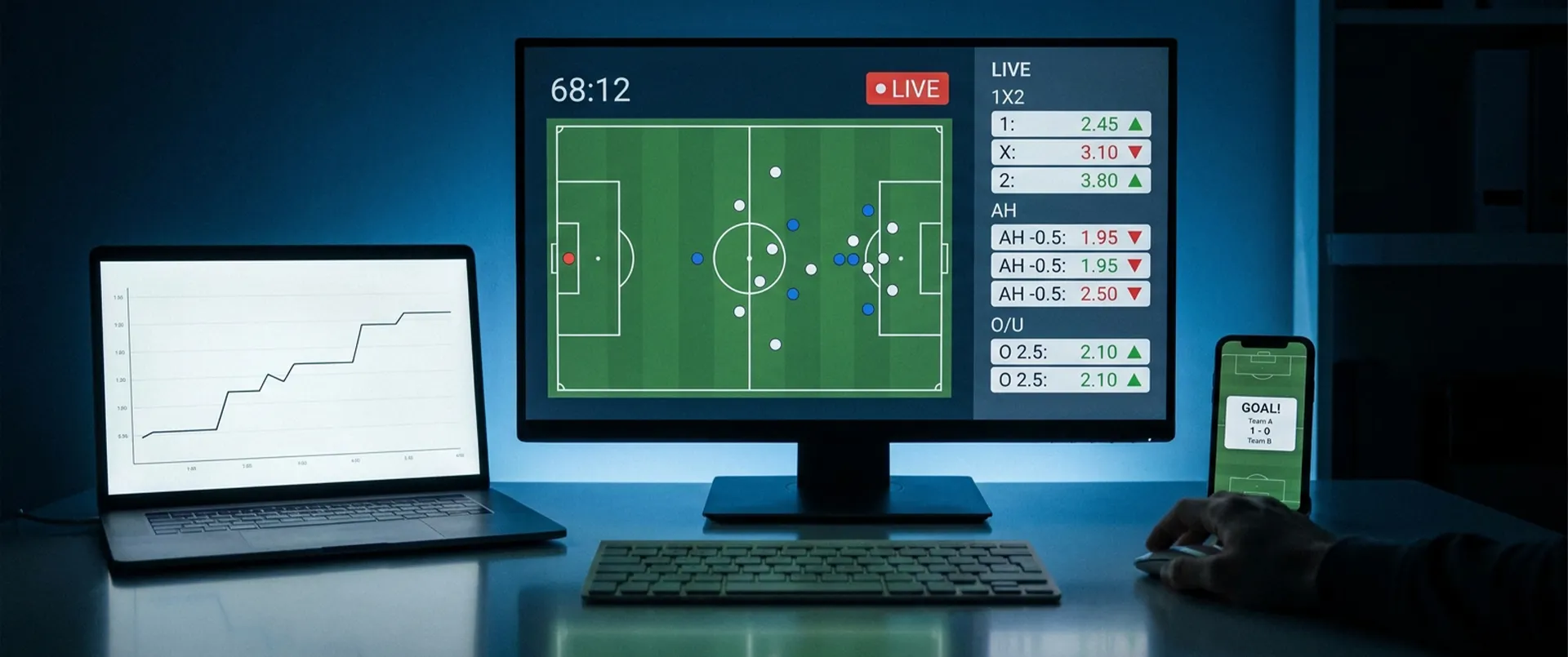 Poste multi-écrans pour suivre un match live